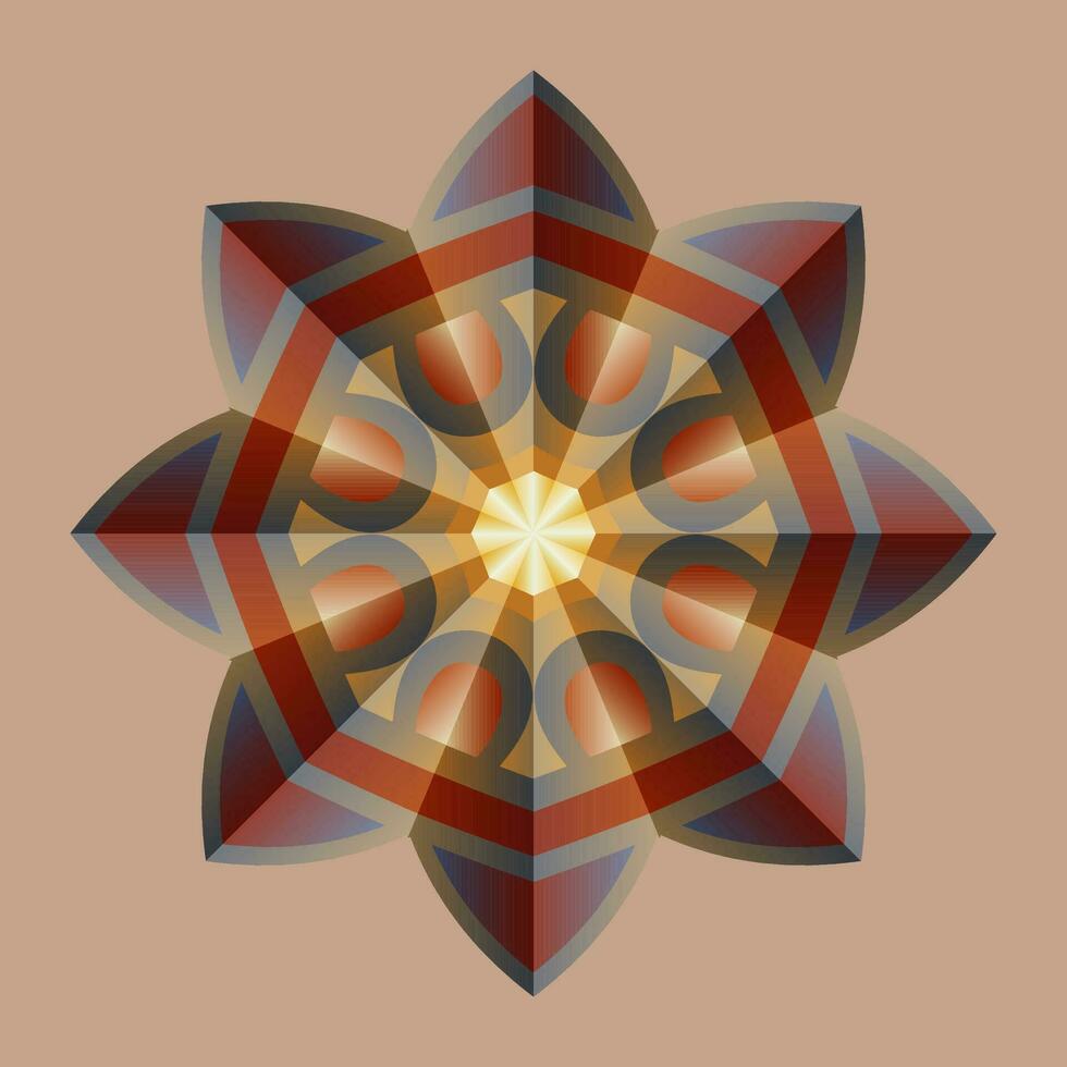 detta är en polygonal mönster. detta är en brun geometrisk mandala. asiatisk blommig mönster. vektor