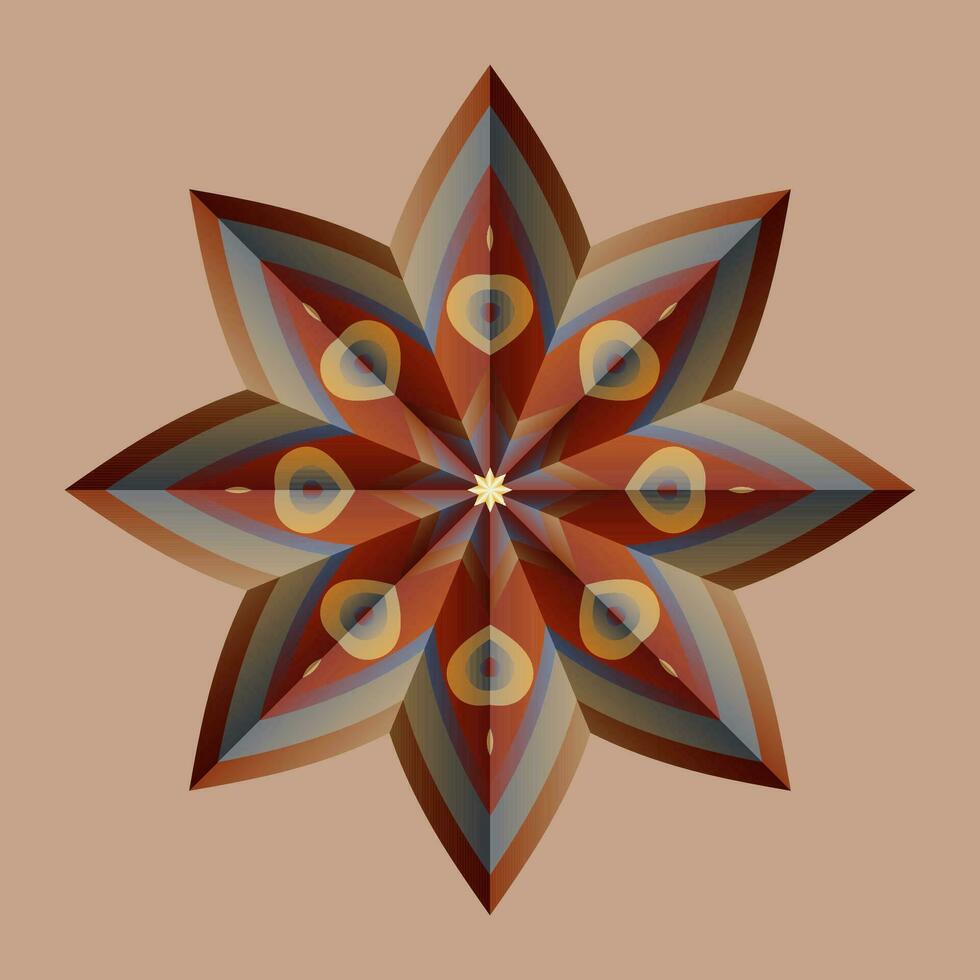 detta är en polygonal mönster. detta är en brun geometrisk mandala. asiatisk blommig mönster. vektor