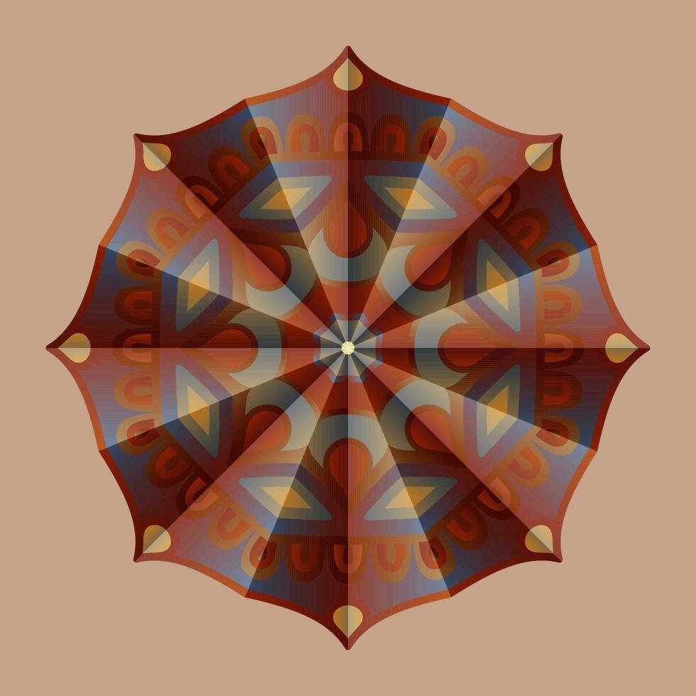 detta är en polygonal mönster. detta är en brun geometrisk mandala. asiatisk blommig mönster. vektor