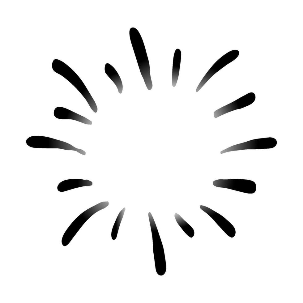 Hand gezeichnet Gekritzel Sternenexplosion, Sonnendurchbruch. Gekritzel Design Element. Vektor Illustration