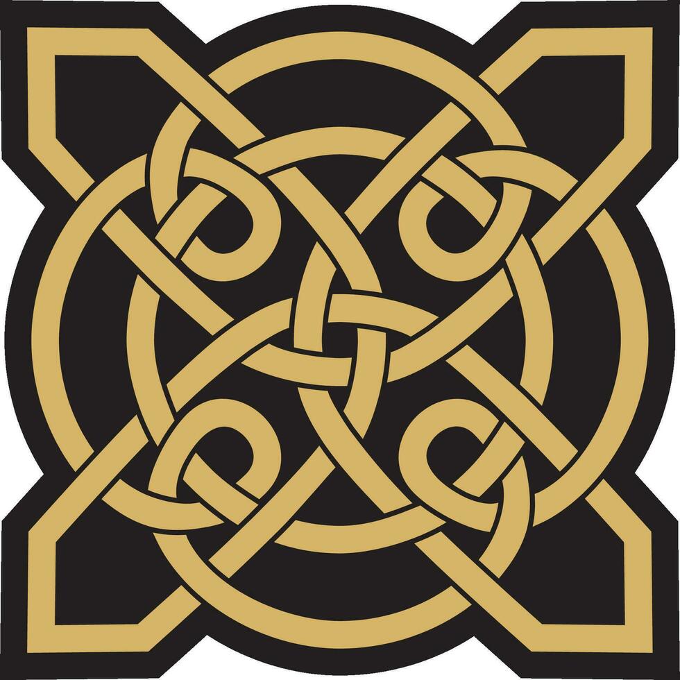 vektor guld och svart celtic Knut. prydnad av gammal europeisk människors. de tecken och symbol av de irländska, skotter, britter, franks