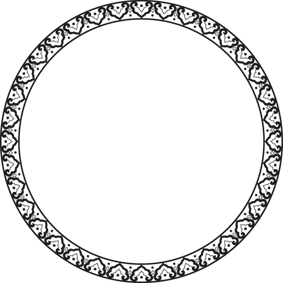 Vektor schwarz einfarbig rahmen, Grenze, Chinesisch Ornament. gemustert Kreis, Ring von das Völker von Osten Asien, Korea, Malaysia, Japan, Singapur, Thailand
