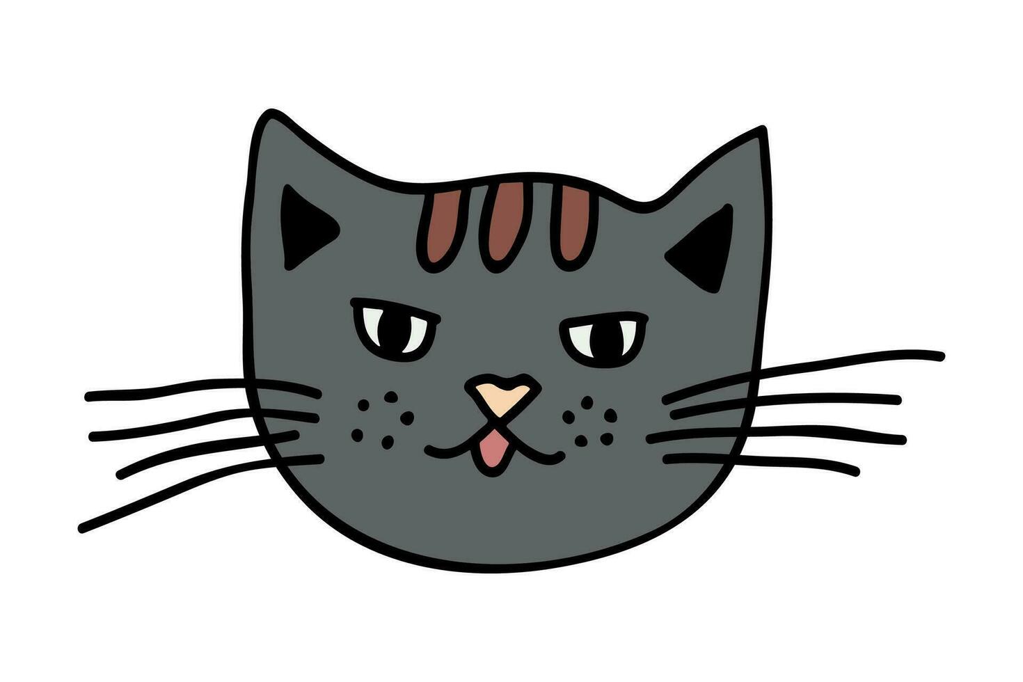 Hand gezeichnet Katze Schnauze Clip Art. süß Haustier Gesicht Gekritzel vektor