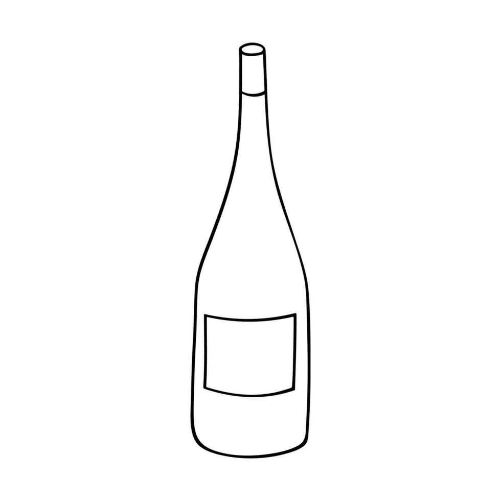 hand dragen vin flaska illustration. alkohol dryck ClipArt i klotter stil. enda element för design vektor