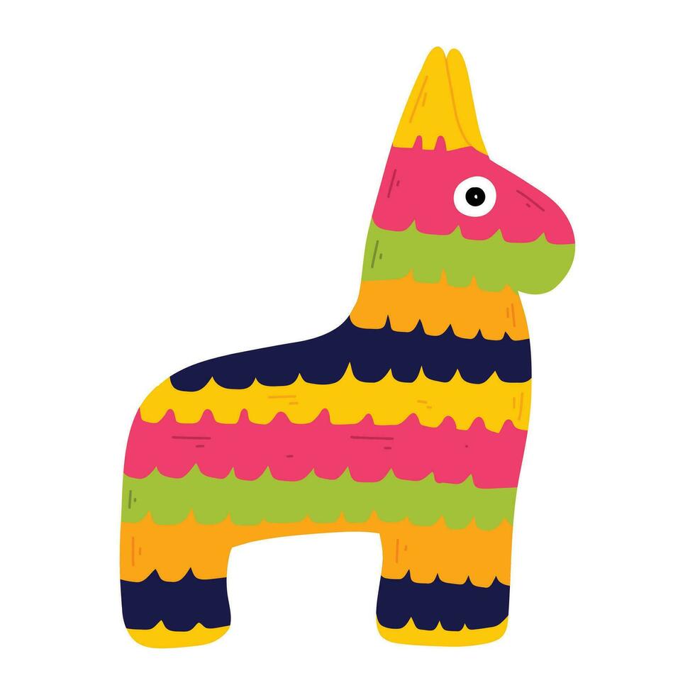 pinata isolerat på en vit bakgrund. pinata i de form av en lama. vektor illustration. platt stil. mexikansk barn spel.