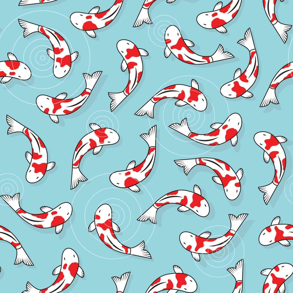 wiederholen Muster von rot Koi Fisch im ein Teich. Koi Fisch nahtlos Vektor Illustration Muster Hintergrund