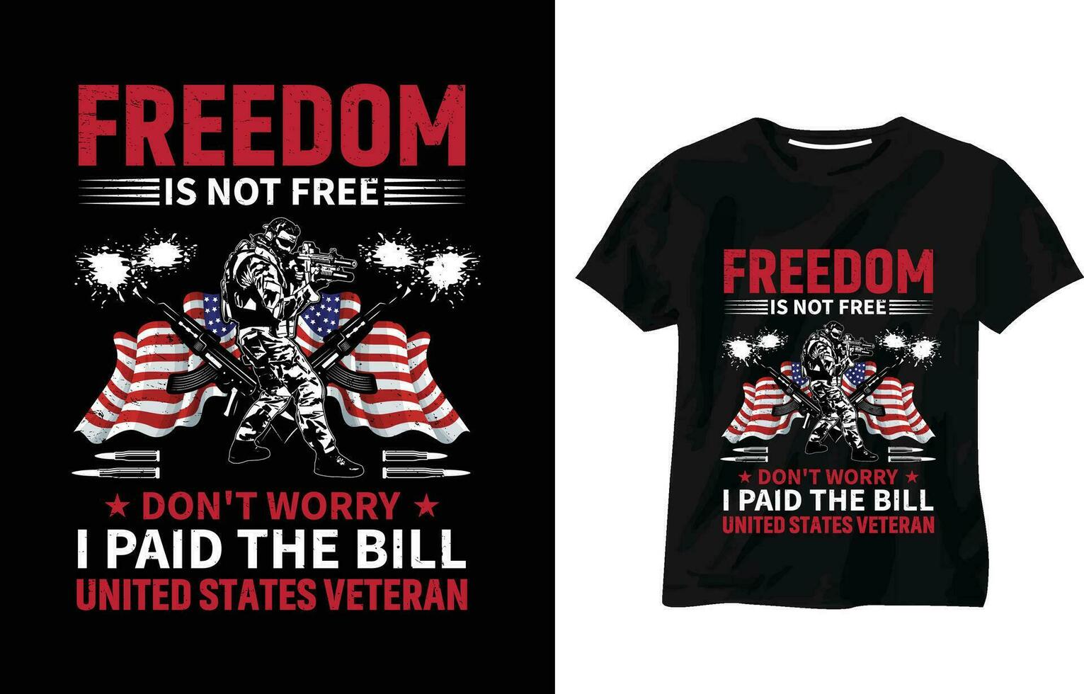 Freiheit ist nicht kostenlos ich bezahlt zum es T-Shirt, Freiheit T-Shirt Design, Unabhängigkeit Tag Jahrgang T-Shirt, Pistole, Adler, 4 .. Juli, uns Flagge, Armee, vereinigt Zustände Veteran, Militär, Veteran Typografie Design vektor