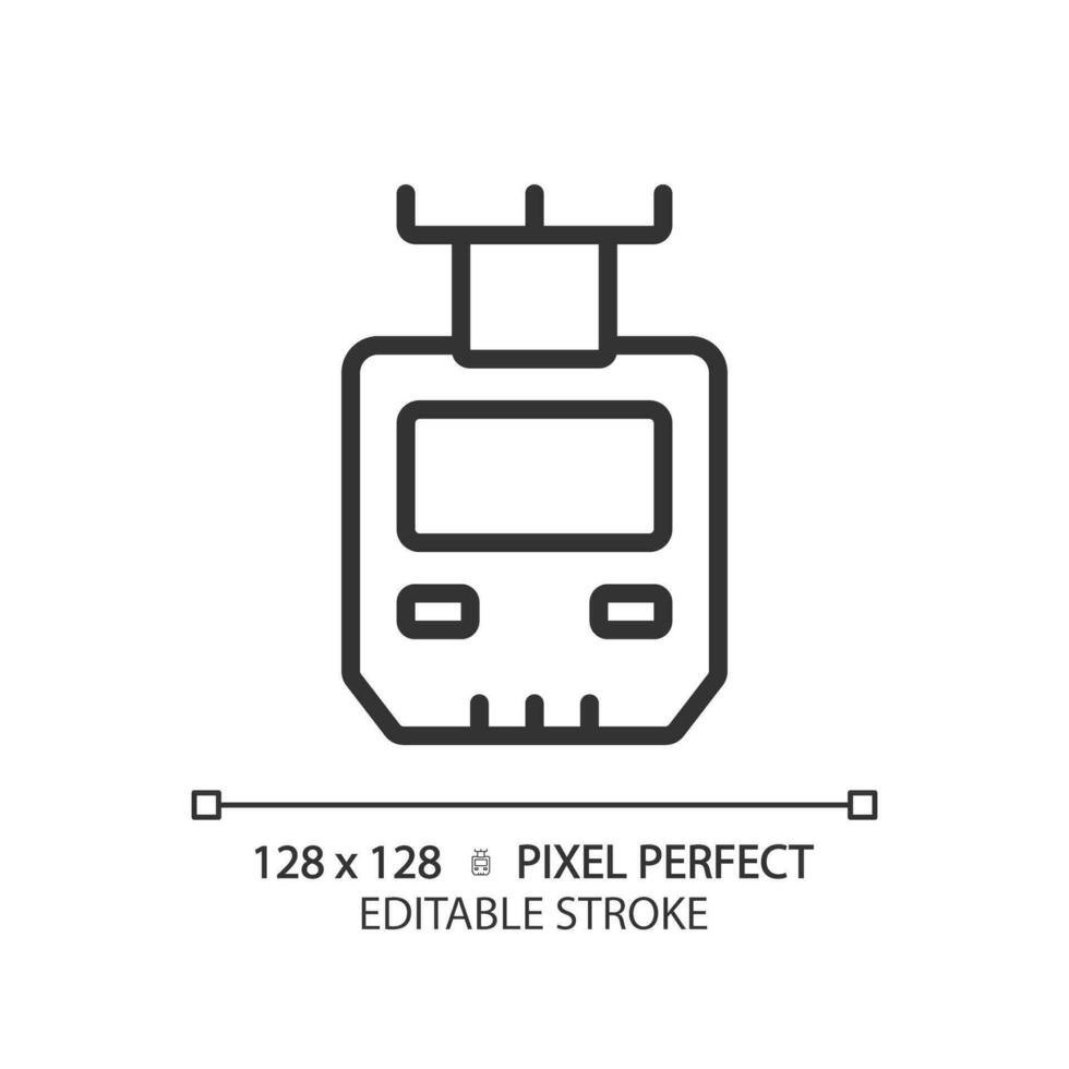 suspendiert Einschienenbahn Pixel perfekt linear Symbol. Suspension Eisenbahn. hängend Zug. Öffentlichkeit Transport. dünn Linie Illustration. Kontur Symbol. Vektor Gliederung Zeichnung. editierbar Schlaganfall