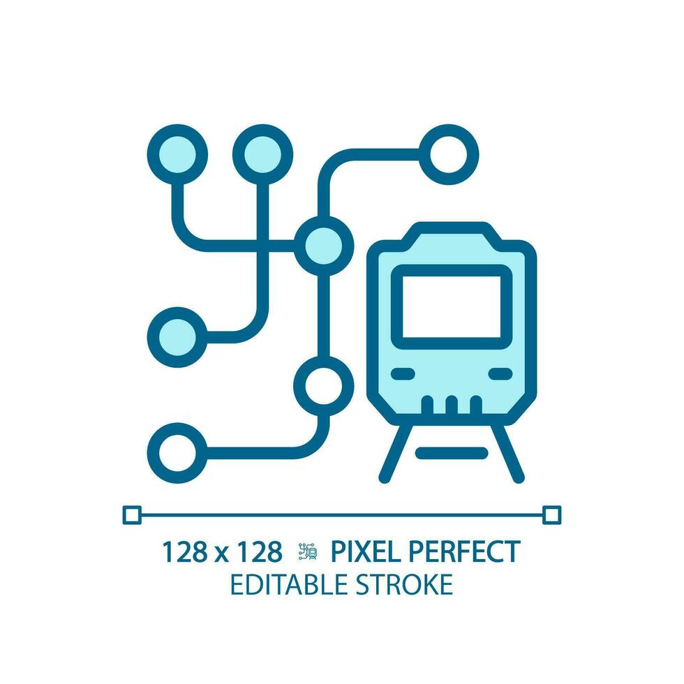 metro Karta pixel perfekt blå rgb Färg ikon. tunnelbana nätverk. offentlig transport systemet. snabb genomresa. underjordisk järnväg. isolerat vektor illustration. enkel fylld linje teckning. redigerbar stroke