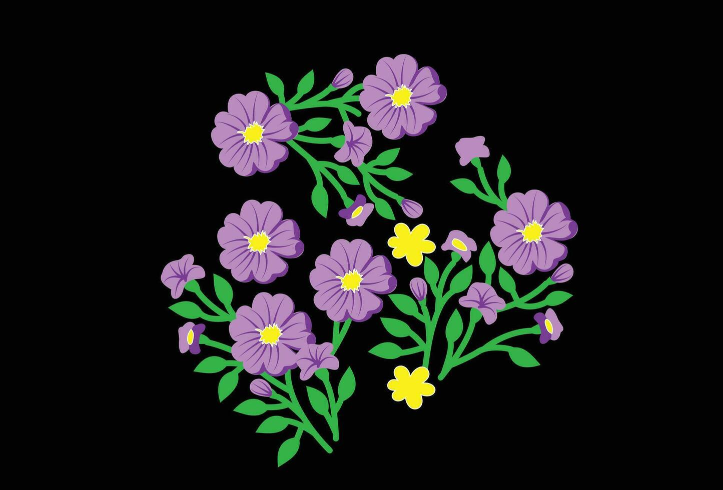 en lila blommor med gul centrum vektor