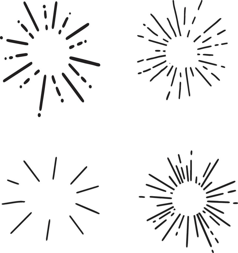 geometrisch Elemente. ein einstellen von Magie und Esoterik. runden Strahlen Vektor Grafik. Sprengung Sonne Strahlen. Feuerwerk. Logo oder Beschriftung Design Element. radial Sonnenuntergang Balken. Vektor Illustration.