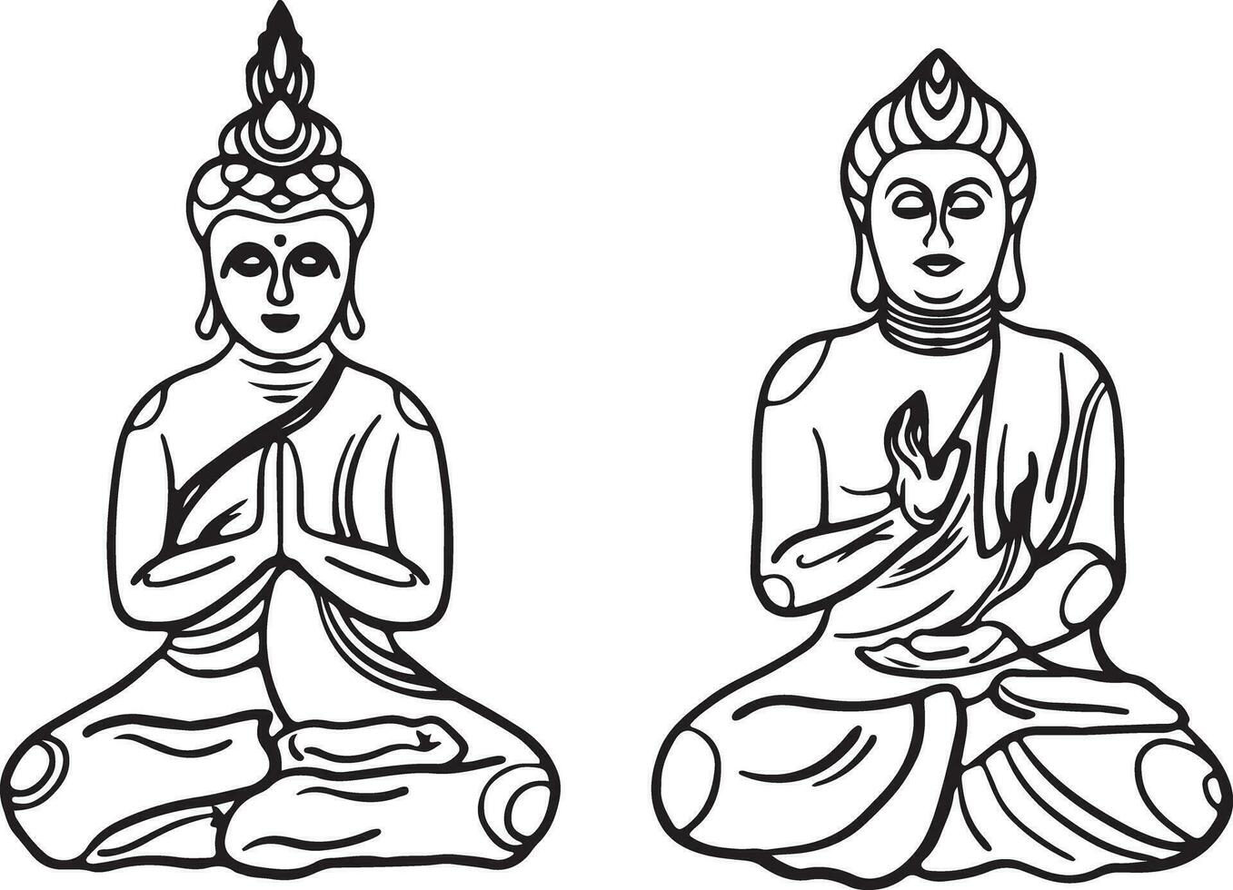 buddha ansikte isolerat på vit. esoterisk årgång vektor illustration. indian, buddhism, andlig konst. silhuett buddha linje konst vektor