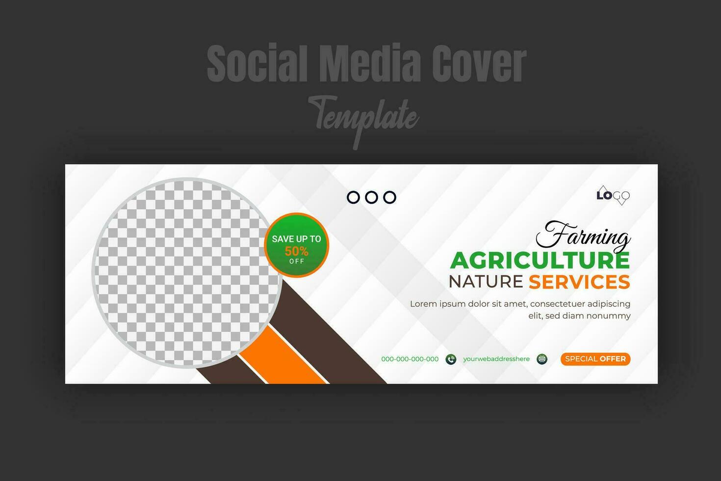 lantbruk och jordbruk service social media omslag eller posta och webb baner design mall med geometrisk grön lutning Färg former vektor