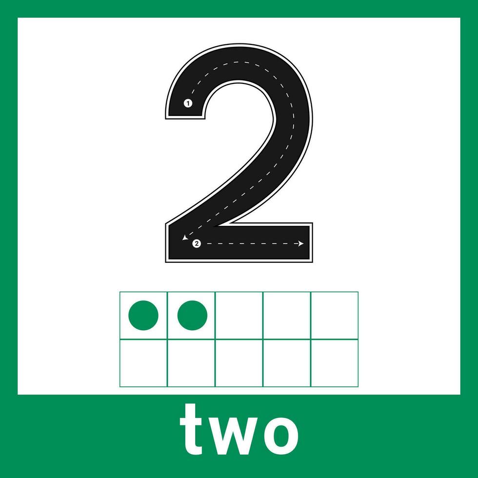 2 zwei Nummer Zählen Wahnsinn stilvoll Karteikarten zum Klassenzimmer und Schule zu Hause modisch Boho lehrreich Dekor vektor