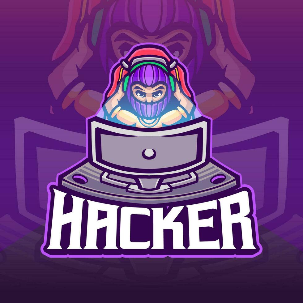 Hacker Beruf Maskottchen Logo Vorlage vektor