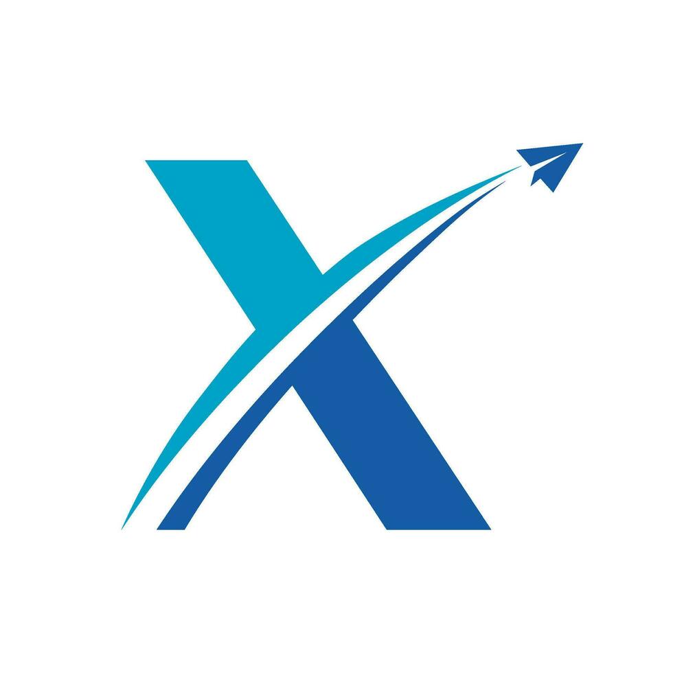 Brief x Flugzeug Vektor Logo