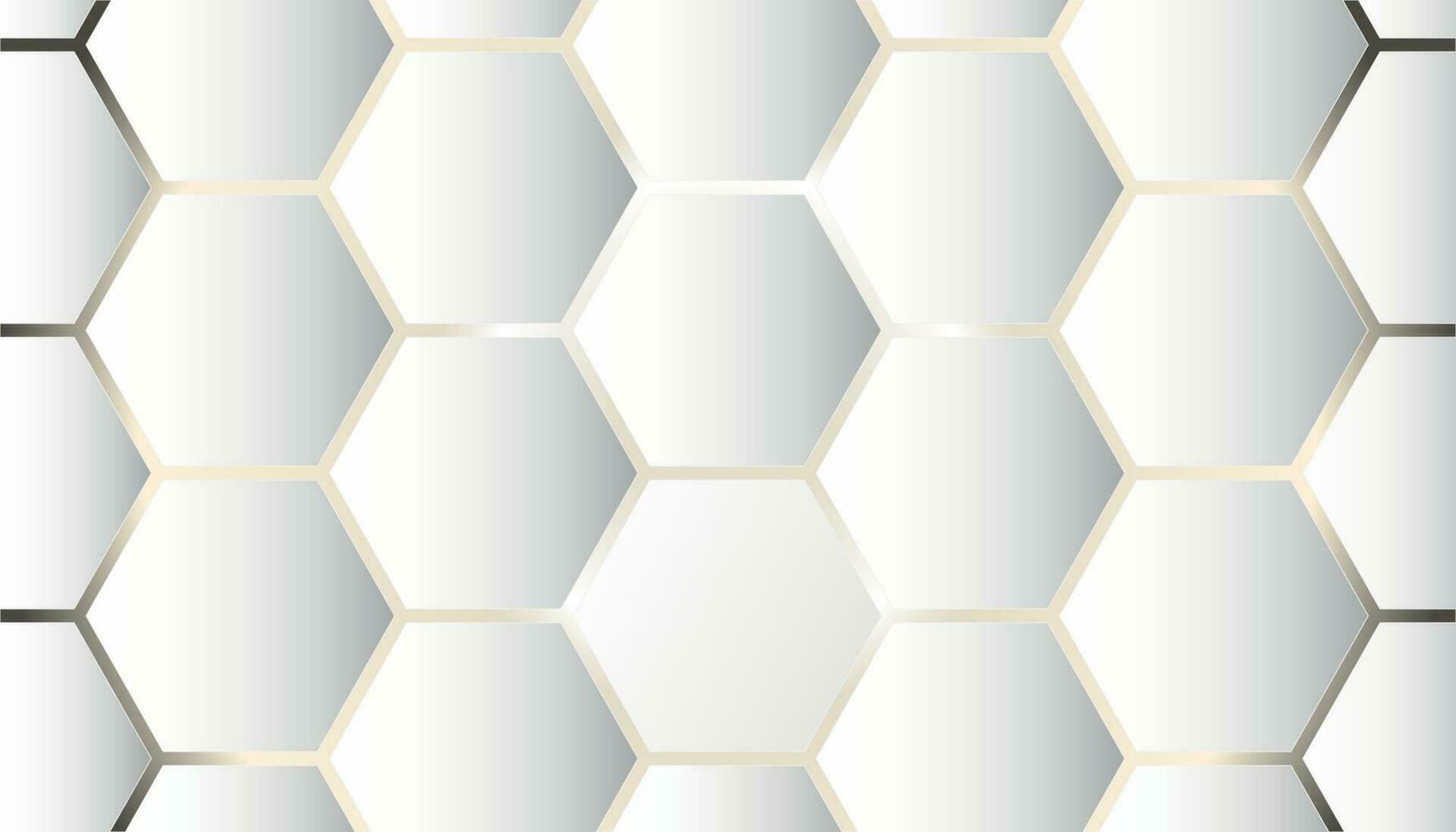 Weiß und Gold Hexagon Muster. abstrakt nahtlos Weiß und Gold Farbe Hexagon Fliesen. Hexagon geometrisch Oberfläche. modern Weiß und grau sechseckig Hintergrund. Luxus Weiß Muster. Vektor Illustration.