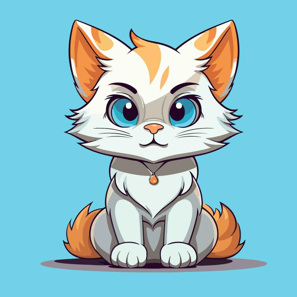 Illustration von süß Katze kawaii Chibi Stil Karikatur Zeichen Vektor isoliert