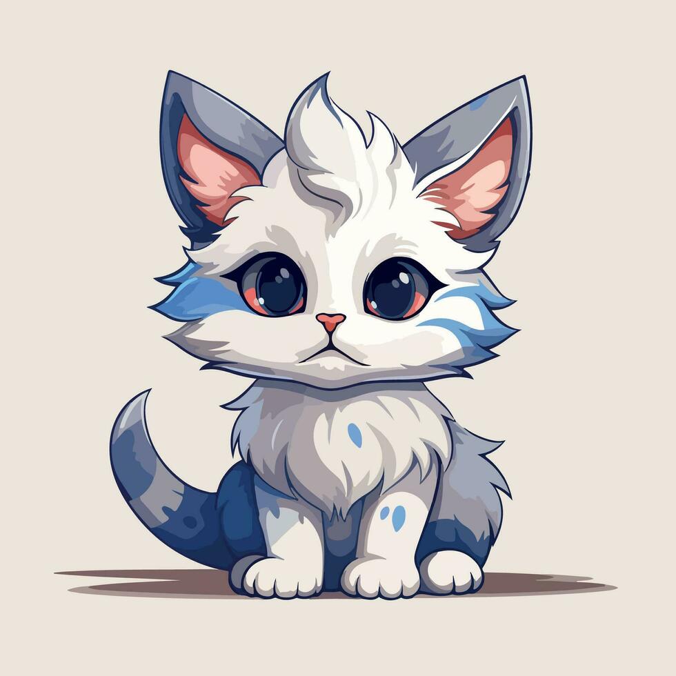 Illustration von süß Katze kawaii Chibi Stil Karikatur Zeichen Vektor isoliert