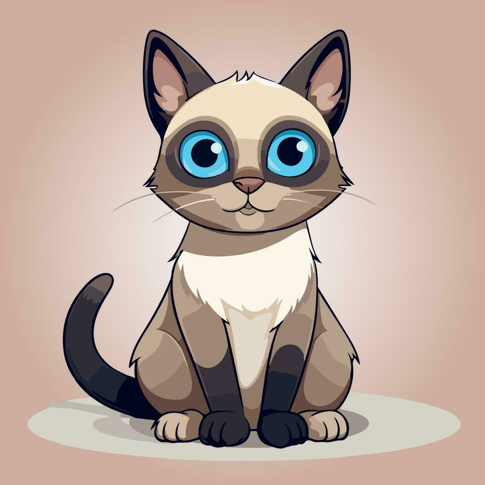 Illustration von Siamese Katze Karikatur Zeichen Vektor isoliert