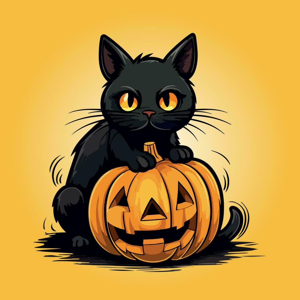 halloween katt tecknad serie illustration isolerat vektor