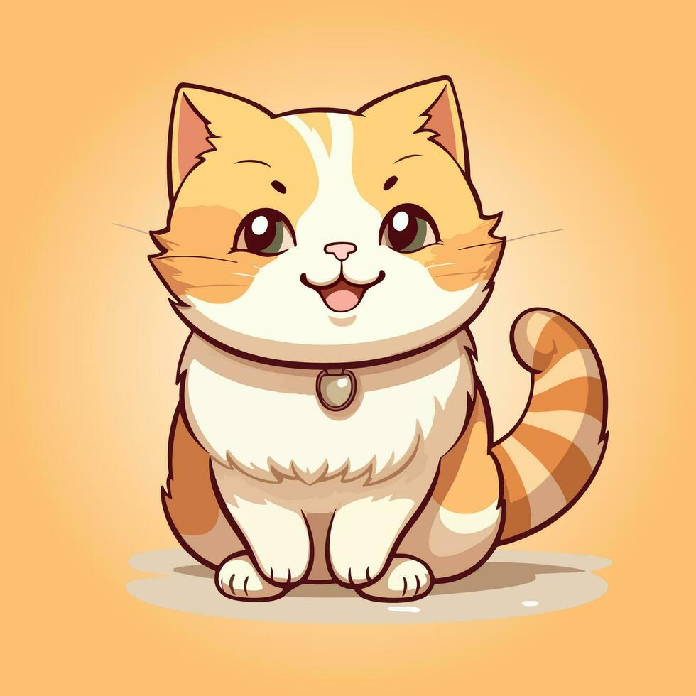 kawaii süß Katze Karikatur Zeichen Vektor isoliert Illustration