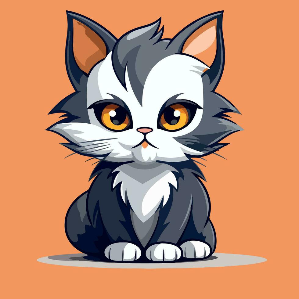 Illustration von süß Katze kawaii Chibi Stil Karikatur Zeichen Vektor isoliert