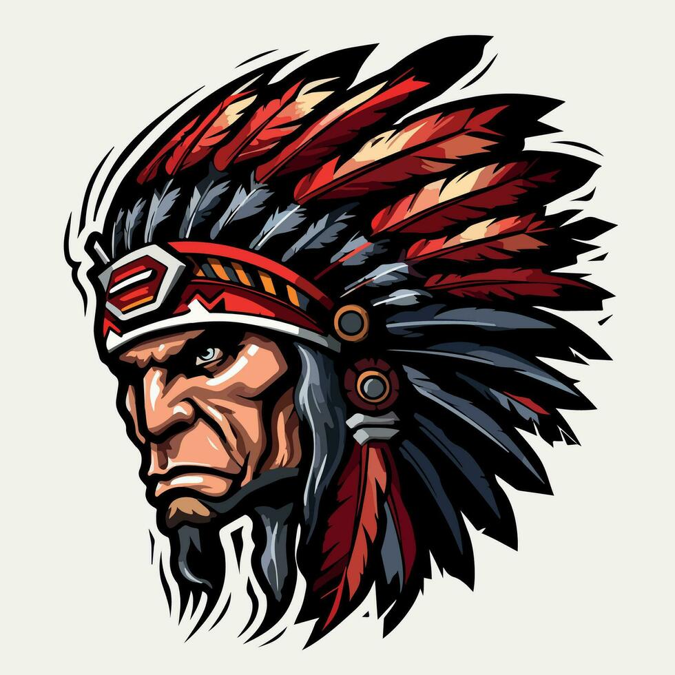 Apache indisch Krieger Kopf Logo Maskottchen Vektor Illustration