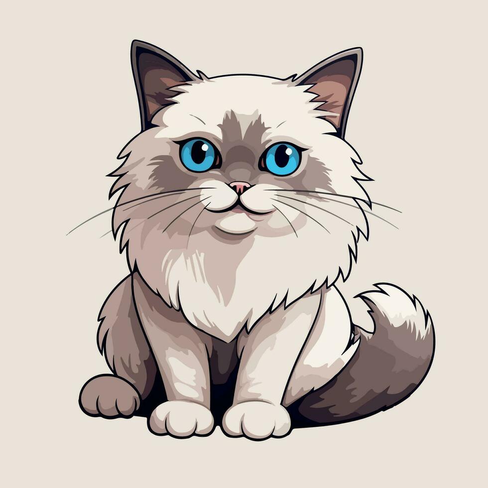 Illustration von süß Katze kawaii Chibi Stil Karikatur Zeichen Vektor isoliert