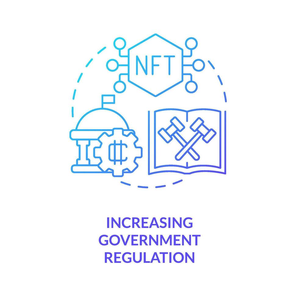 zunehmend Regierung Verordnung Blau Gradient Konzept Symbol. Transaktionen Schutz. vielversprechend nft Trend abstrakt Idee dünn Linie Illustration. isoliert Gliederung Zeichnung vektor