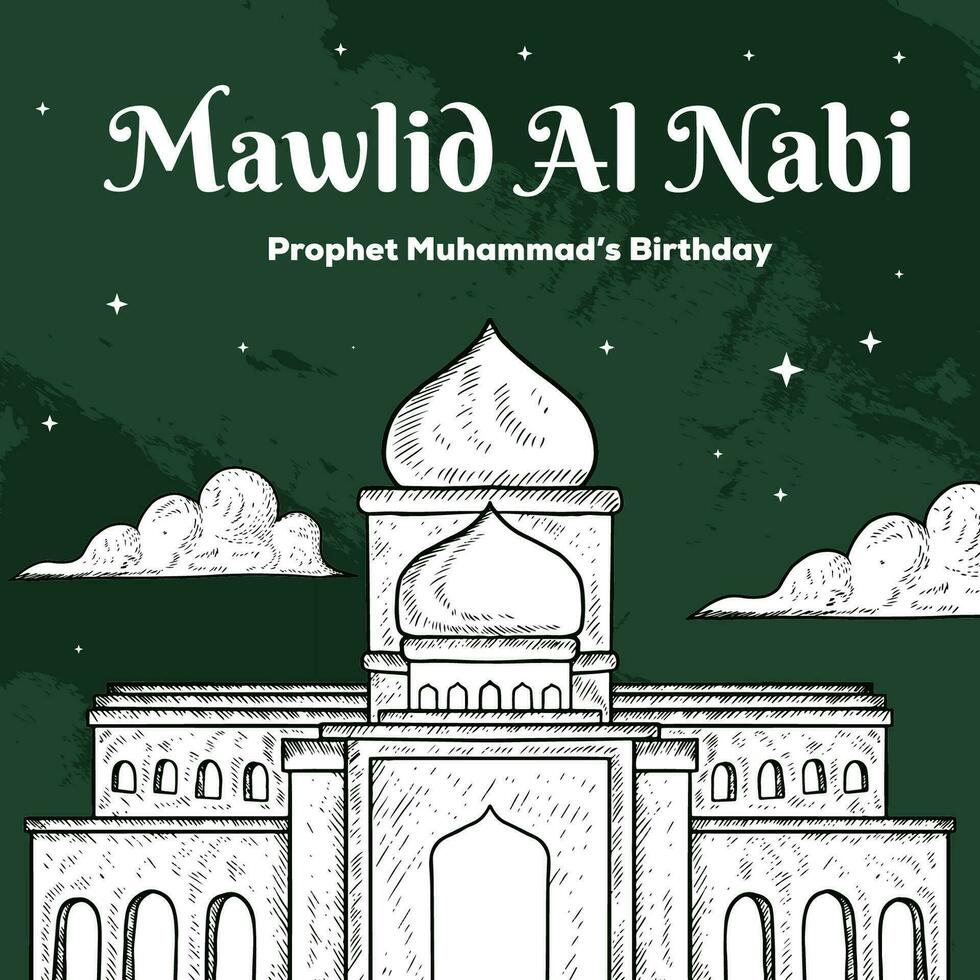 Hand gezeichnet Mawlid al Nabi Illustration Design Vektor