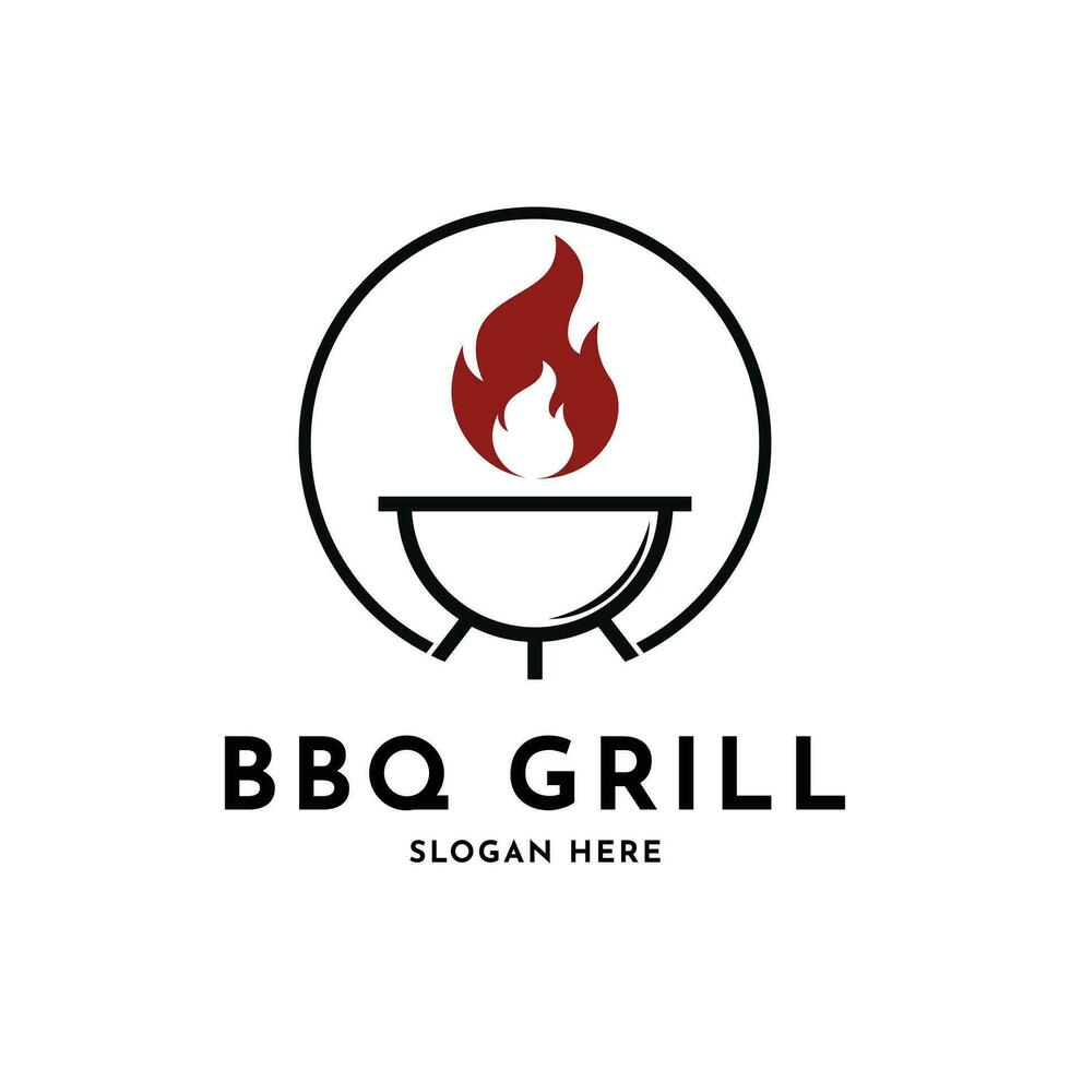bbq grill logotyp design kreativ aning med cirkel vektor