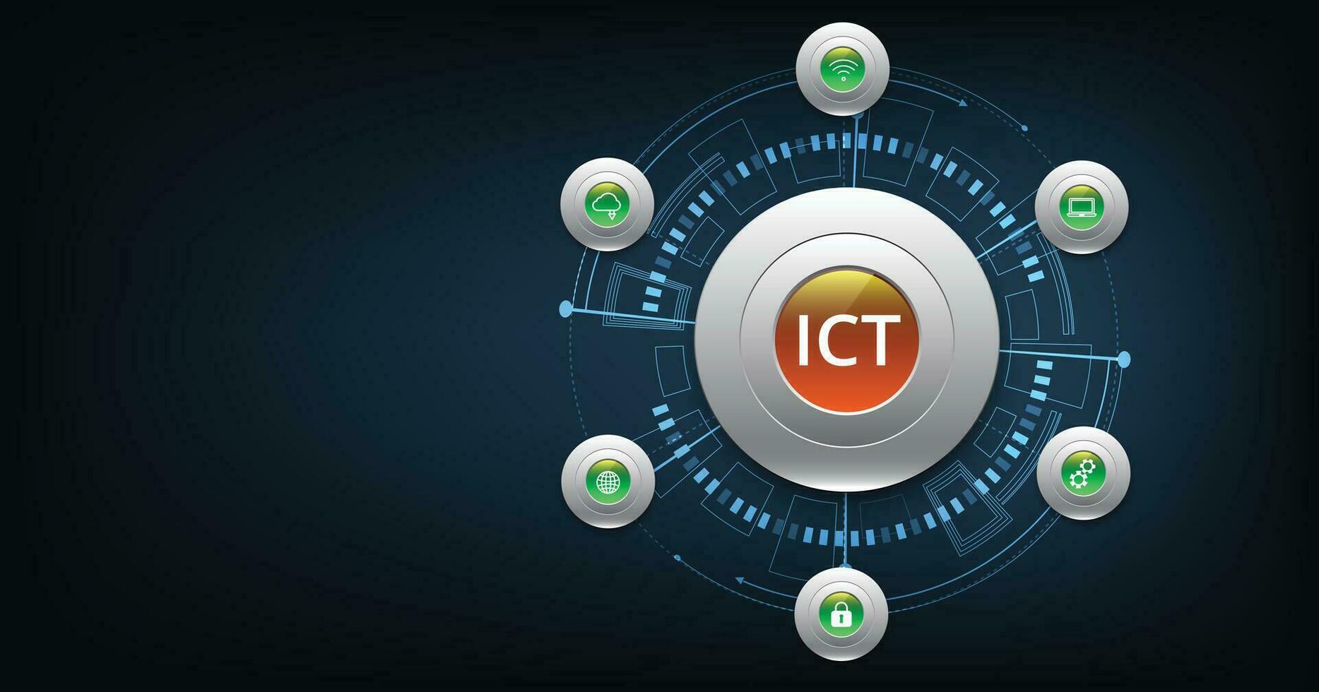 information och kommunikation teknologi ict begrepp. vektor