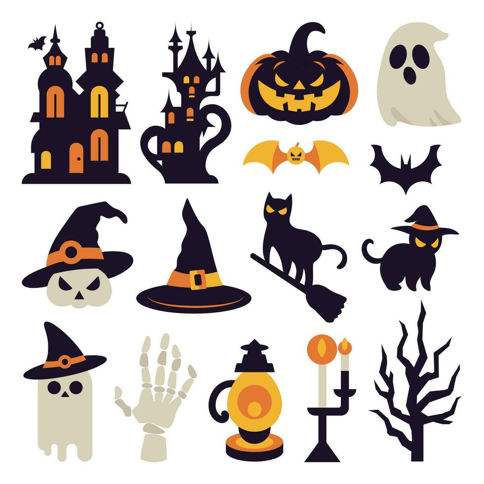 halloween vektor illustration samling läskigt halloween element vektorer för din halloween behov