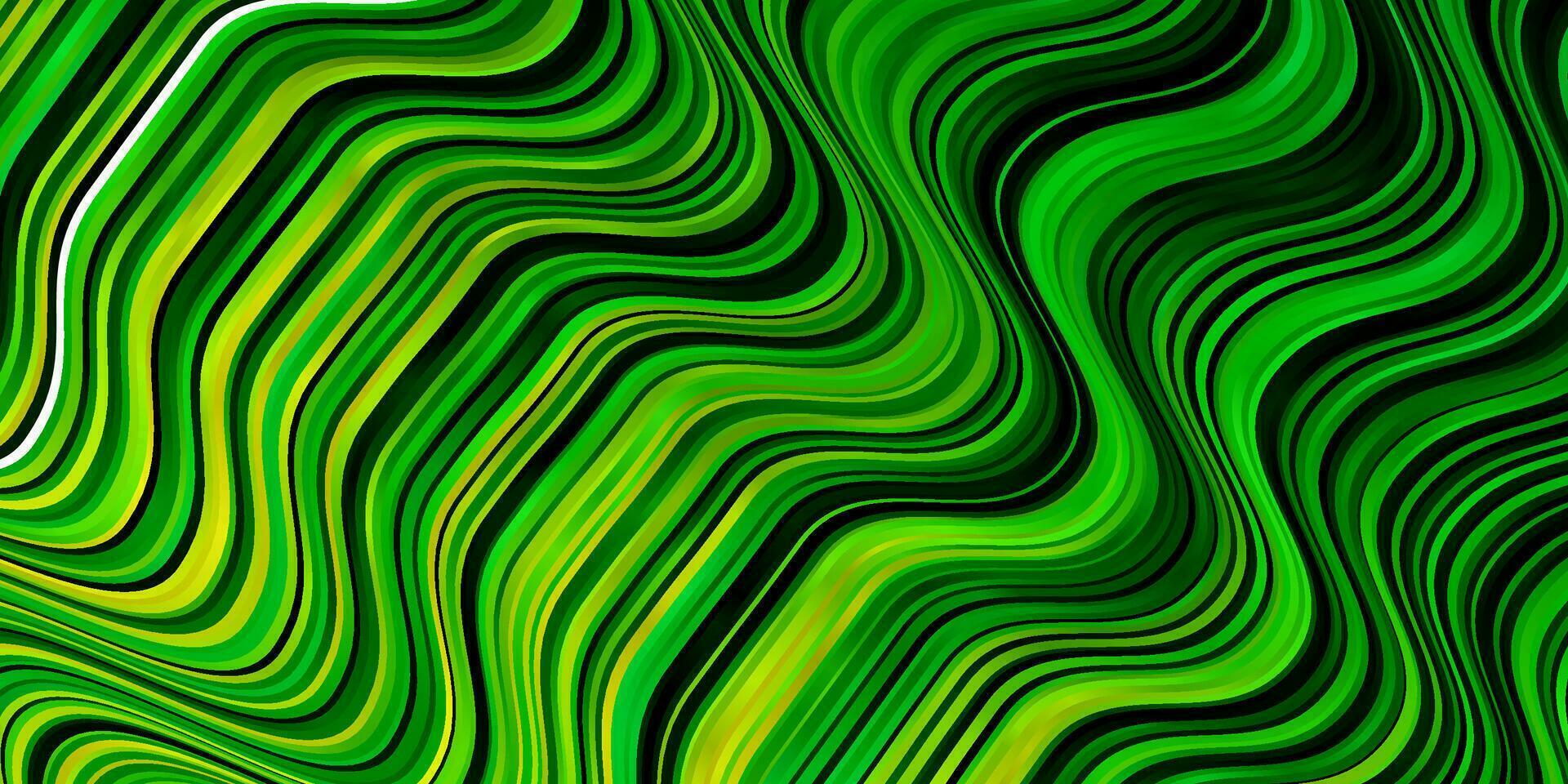 hellgrüner, gelber Vektorhintergrund mit gekrümmten Linien. vektor