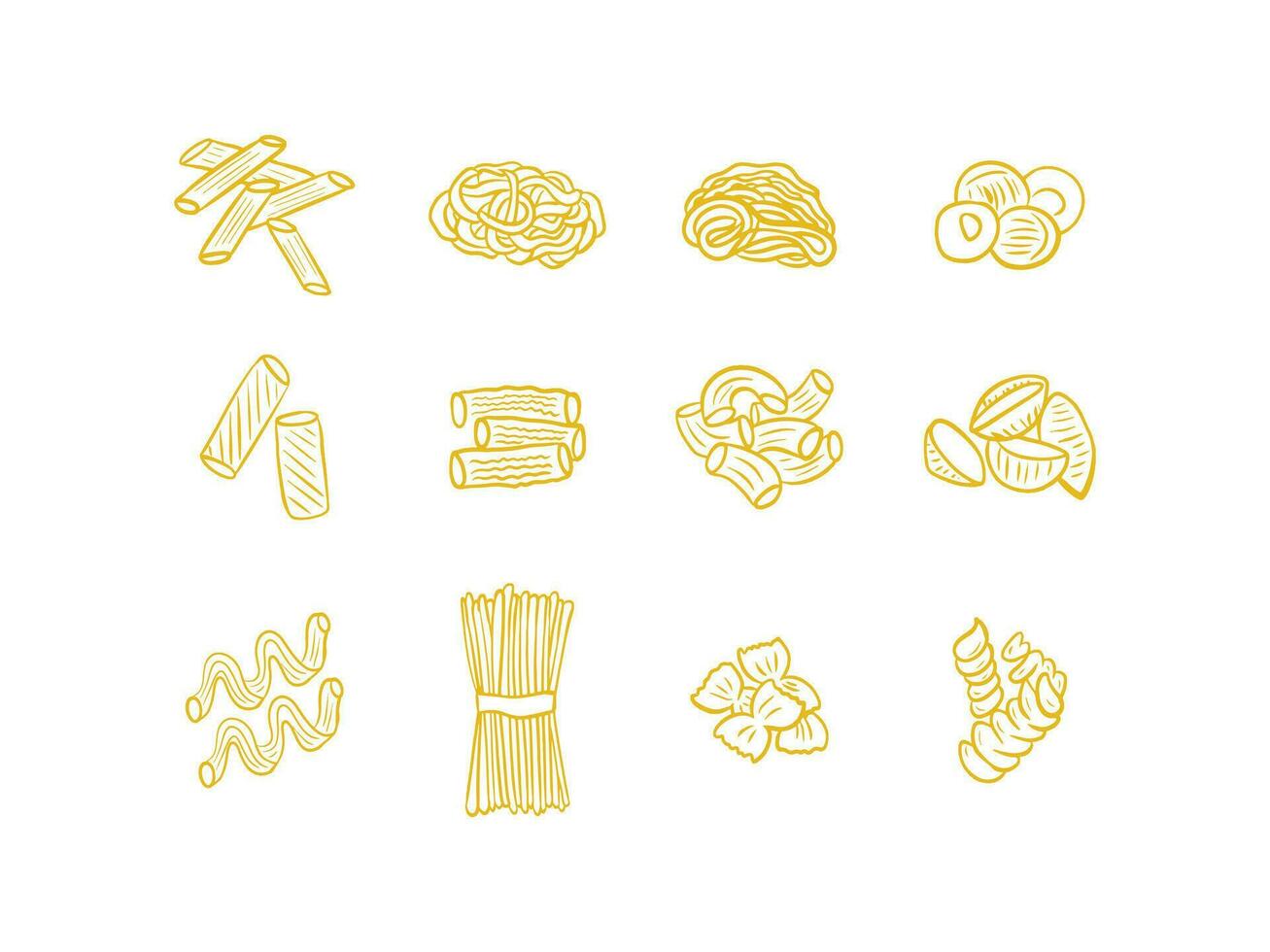 uppsättning av pasta ikoner linje konst vektor