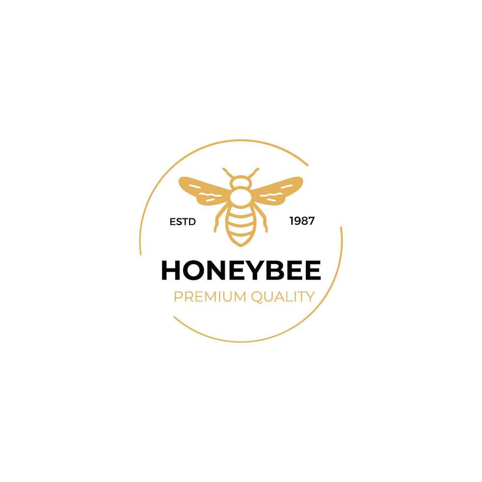 årgång honung bi djur logotyp mall illustration vektor