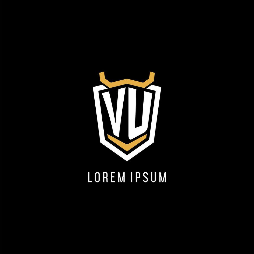 första vu geometrisk skydda esport logotyp monogram design stil vektor