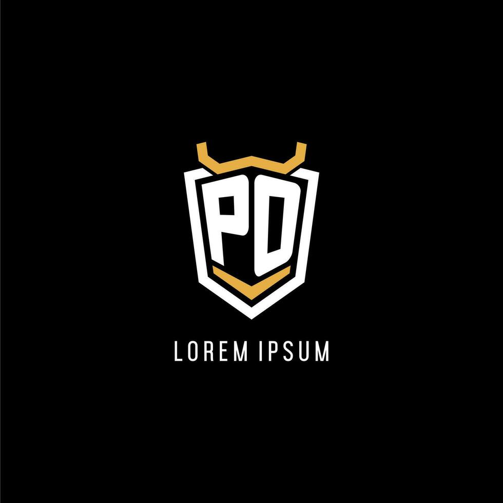 första po geometrisk skydda esport logotyp monogram design stil vektor