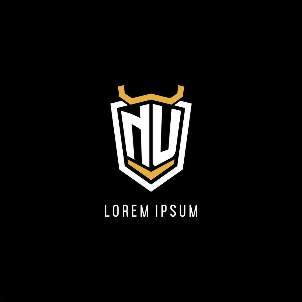 första nu geometrisk skydda esport logotyp monogram design stil vektor