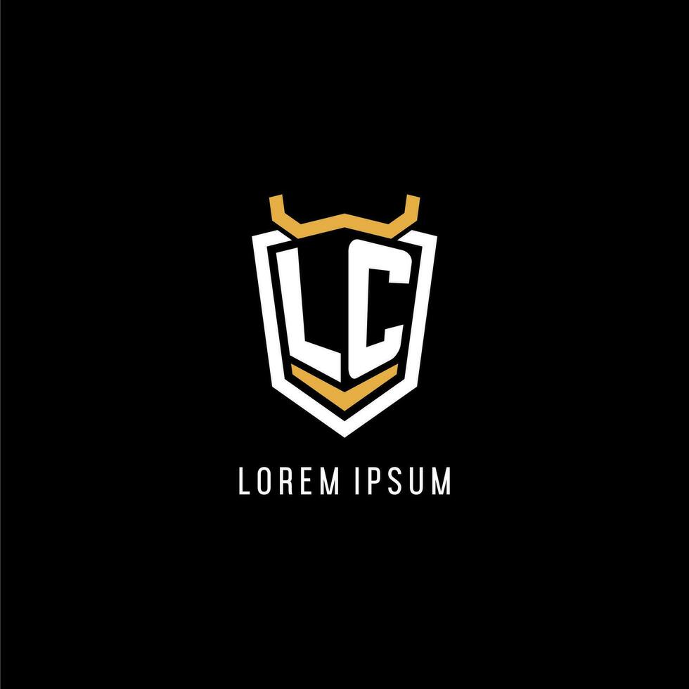 första lc geometrisk skydda esport logotyp monogram design stil vektor