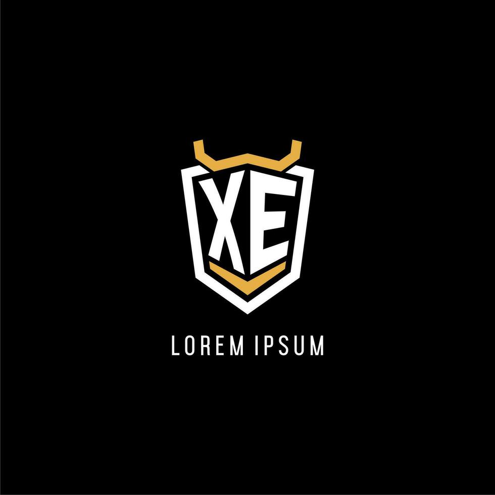 första xe geometrisk skydda esport logotyp monogram design stil vektor