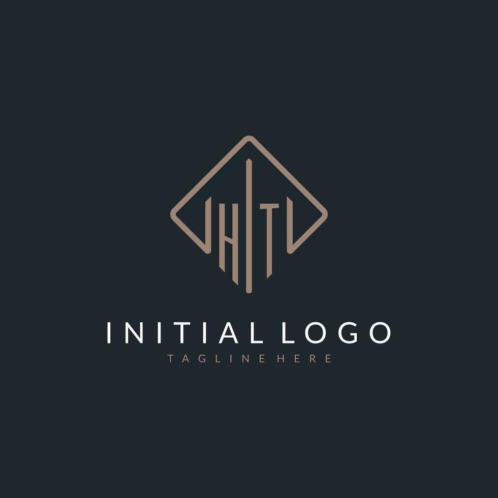 ht Initiale Logo mit gebogen Rechteck Stil Design vektor