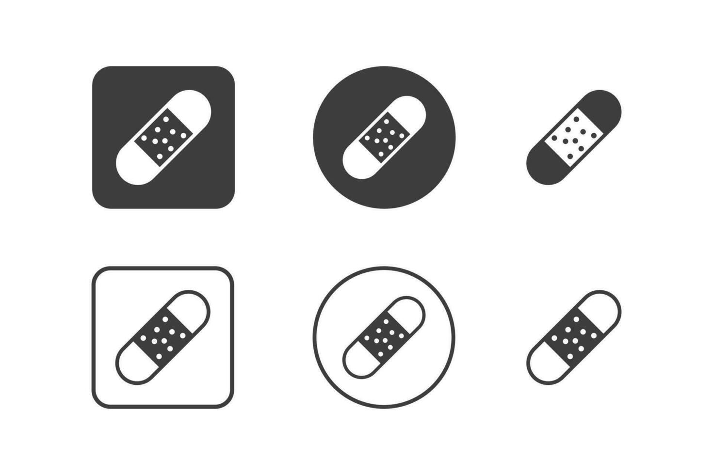 medicinsk plåster ikon design 6 variationer. sjukhus ikoner uppsättning, isolerat på vit bakgrund. vektor