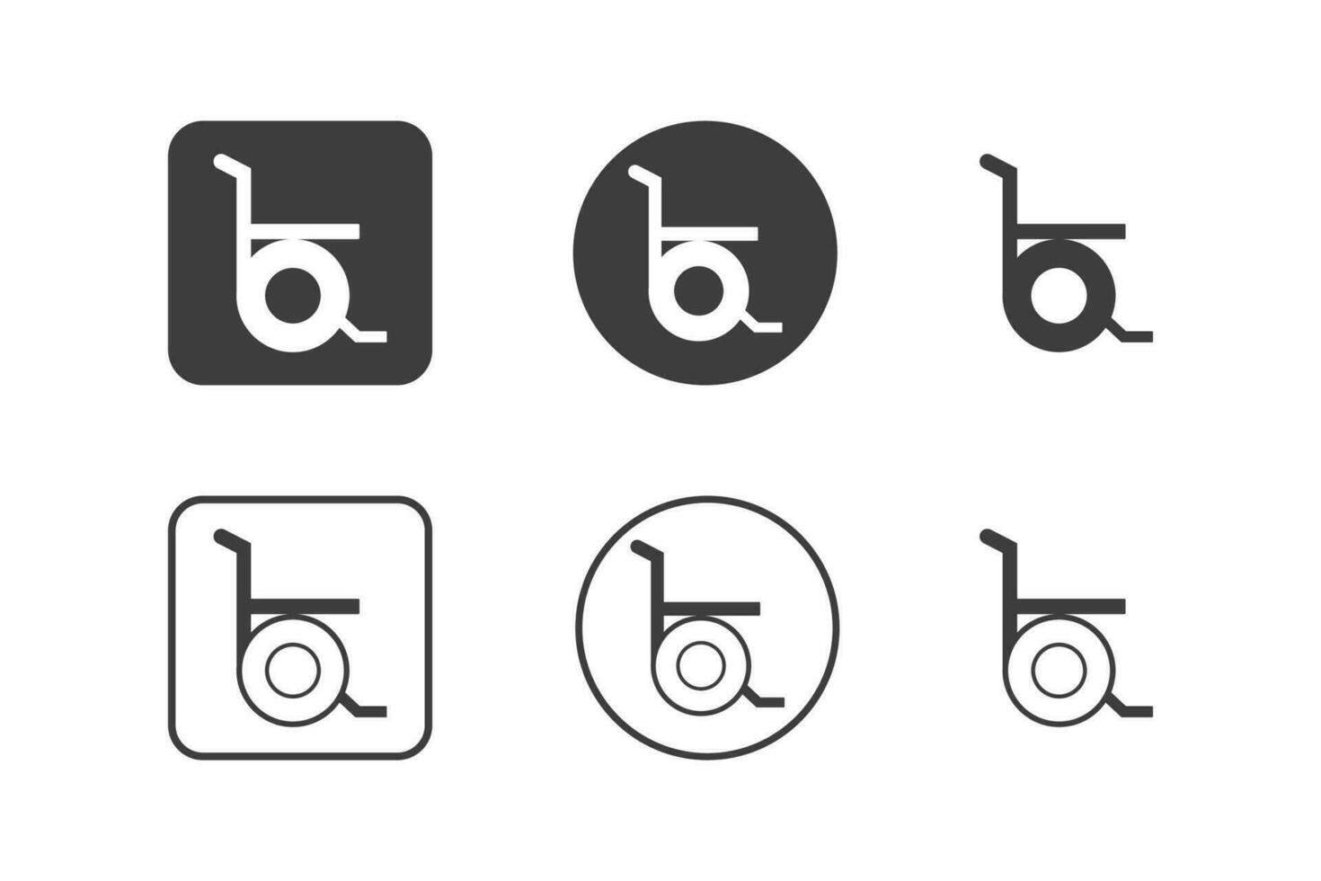 Rad Stuhl Symbol Design 6 Variationen. Krankenhaus Symbole Satz, isoliert auf Weiß Hintergrund. vektor