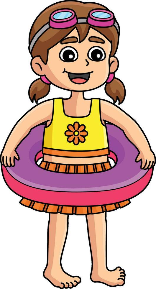 Mädchen im Badeanzug Outfit Karikatur farbig Clip Art vektor