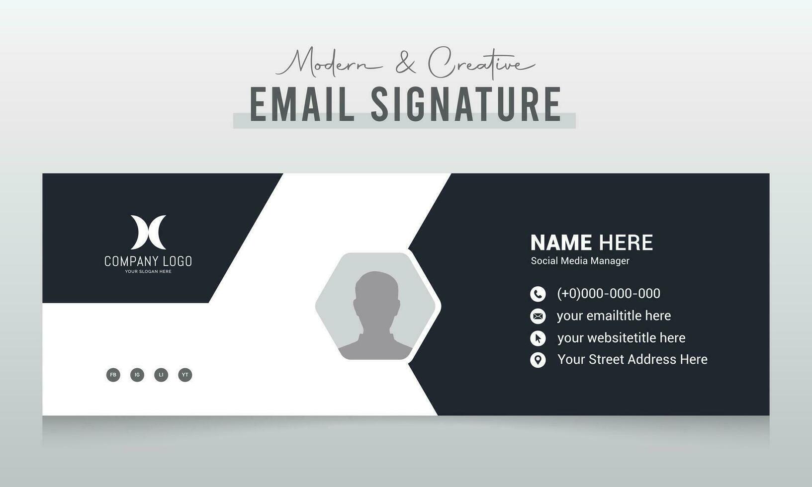 E-Mail-Signaturvorlage oder E-Mail-Fußzeile und persönliches Social-Media-Cover-Design vektor