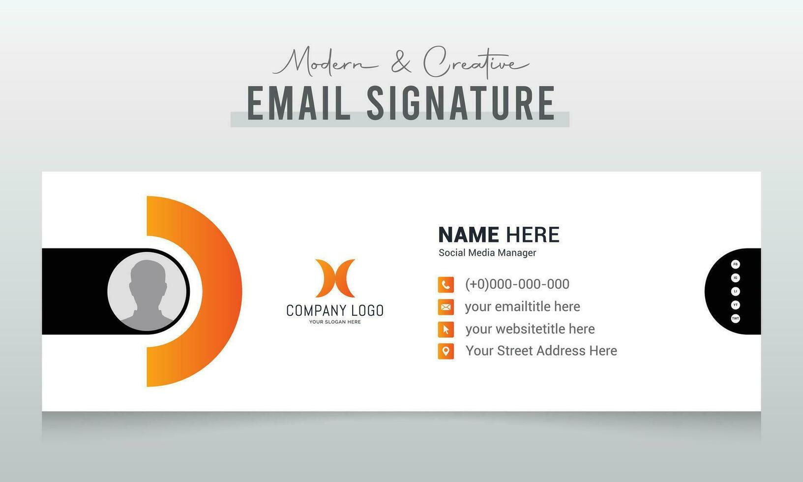 E-Mail-Signaturvorlage oder E-Mail-Fußzeile und persönliches Social-Media-Cover-Design vektor