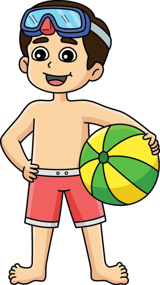 Junge im ein Badeanzug Outfit Karikatur farbig Clip Art vektor
