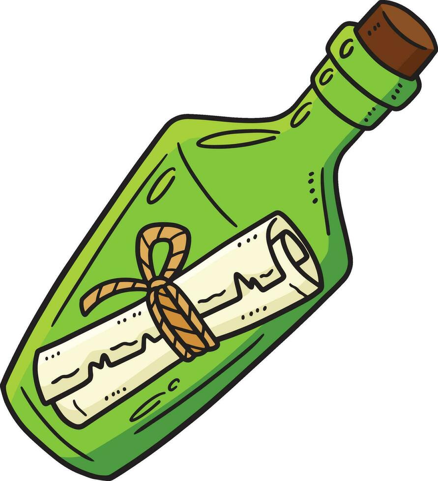 Botschaft im ein Flasche Karikatur farbig Clip Art vektor